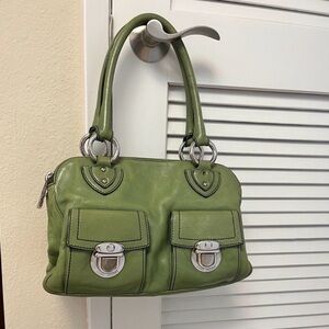 CLOSET CLOSEOUT Marc Jacobs, green handbag, tote, carryall. Multi sectional.